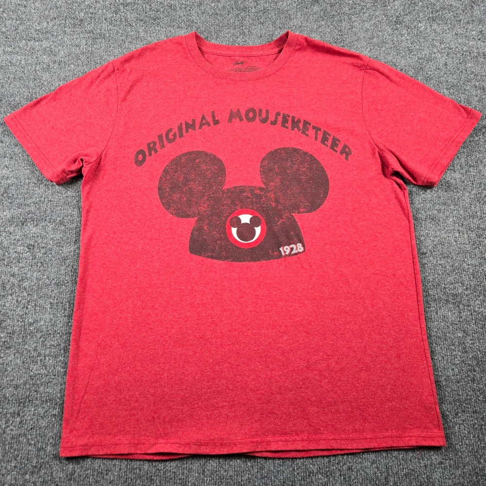 Disney Store Original Mouseketeer T-Shirt Mens XL Red Graphic Mickey 1928 SKU123
